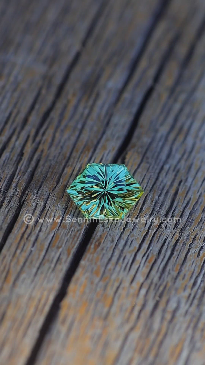 1.4 Carat Mint Tourmaline Hexagon -  8.4x6mm - Galaxy Cut