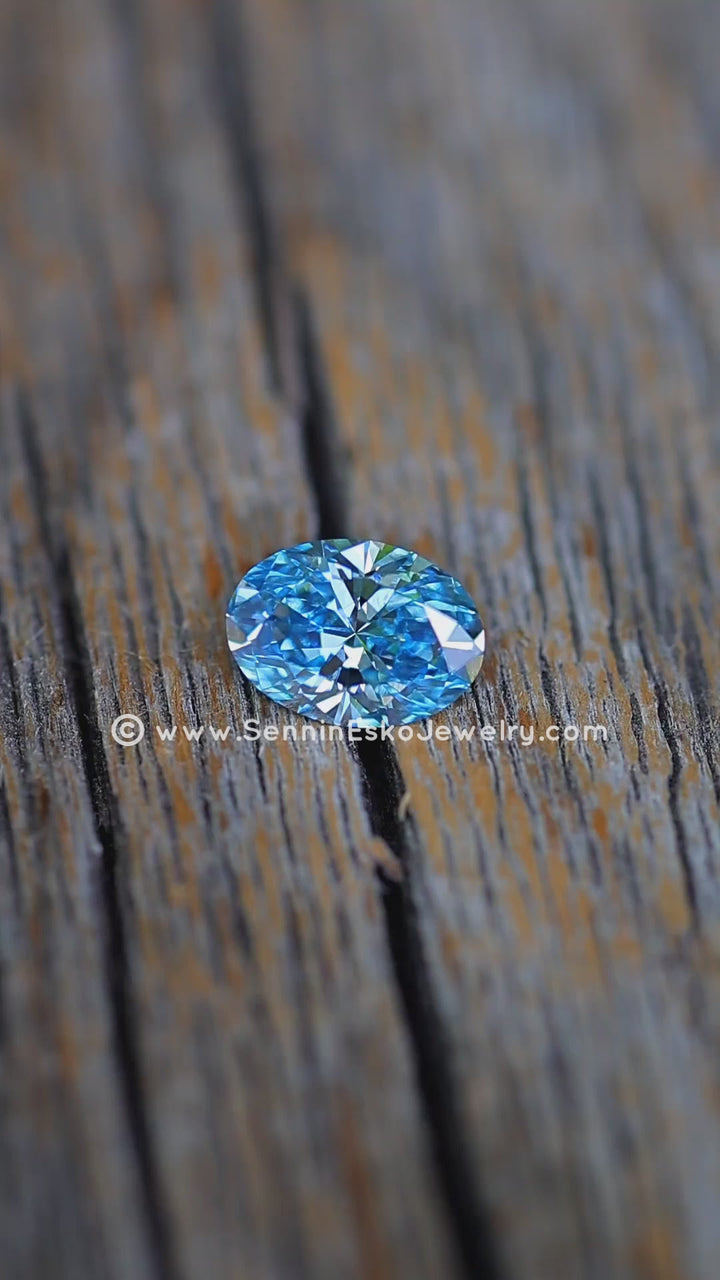 0.81 Carat Vivid Blue Diamond Oval- 7.3x5.3mm - Lab Grown