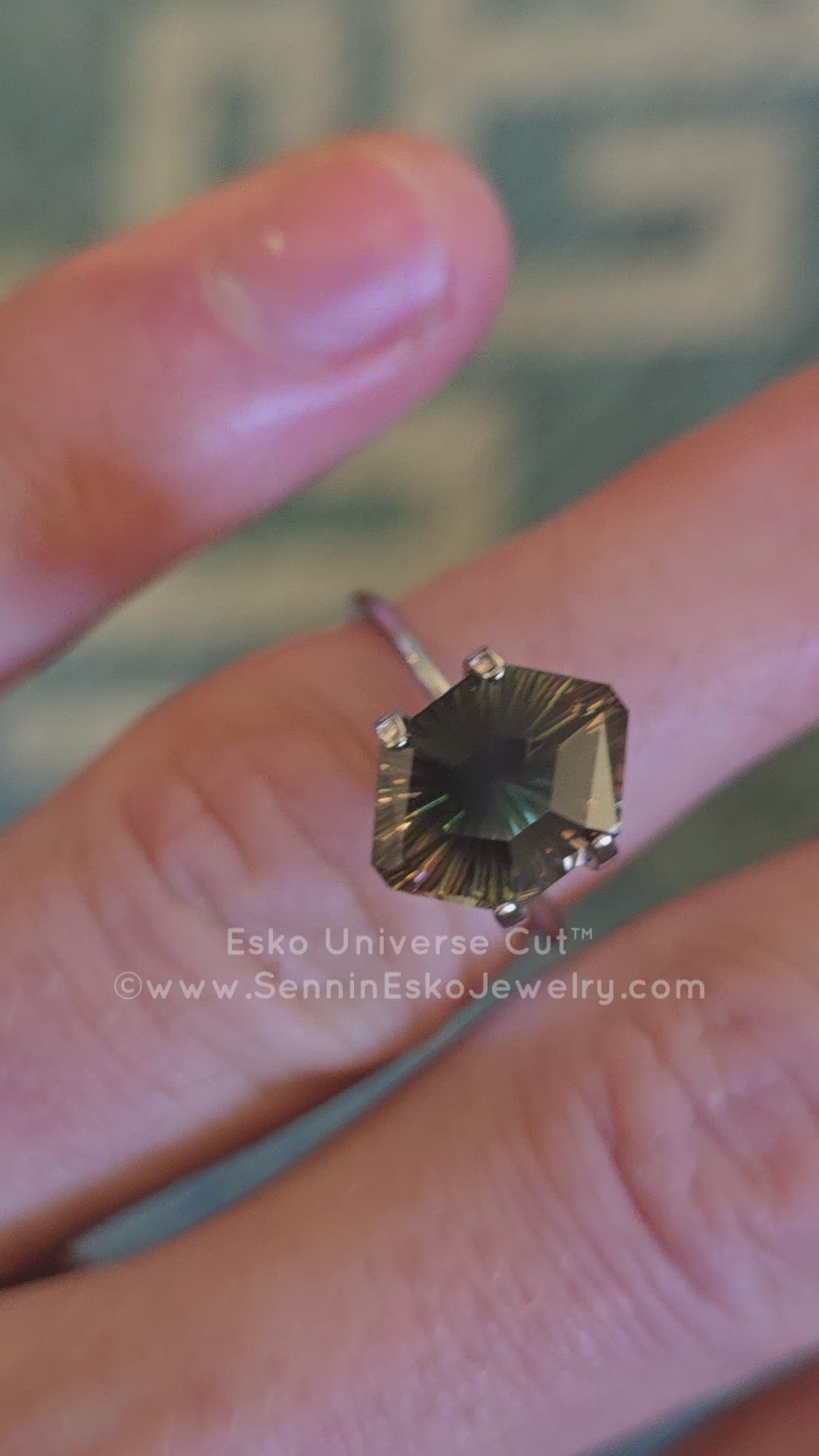 3.8 Carat Green/Orange Oregon Sunstone - 12x8.8mm - Esko Universe Cut ™