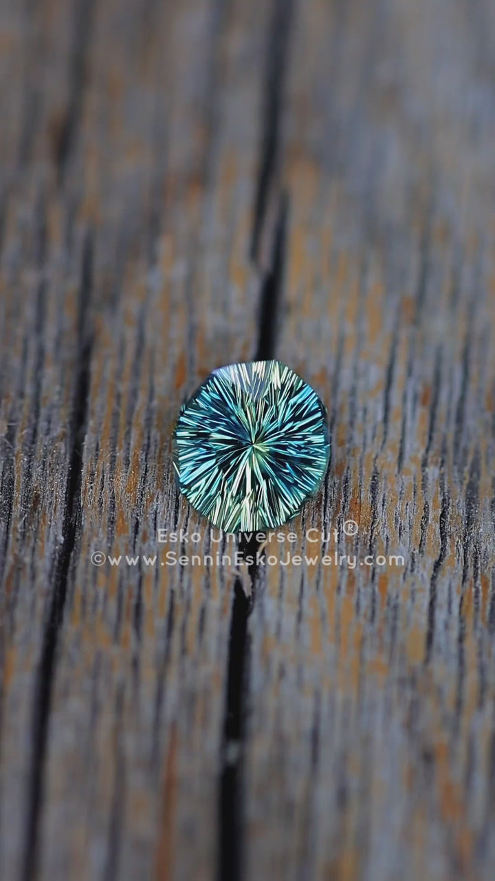 2.2 Carat Yellow/Green Striped Parti Sapphire Moval - 7.9x6.8mm - Esko Universe Cut ®