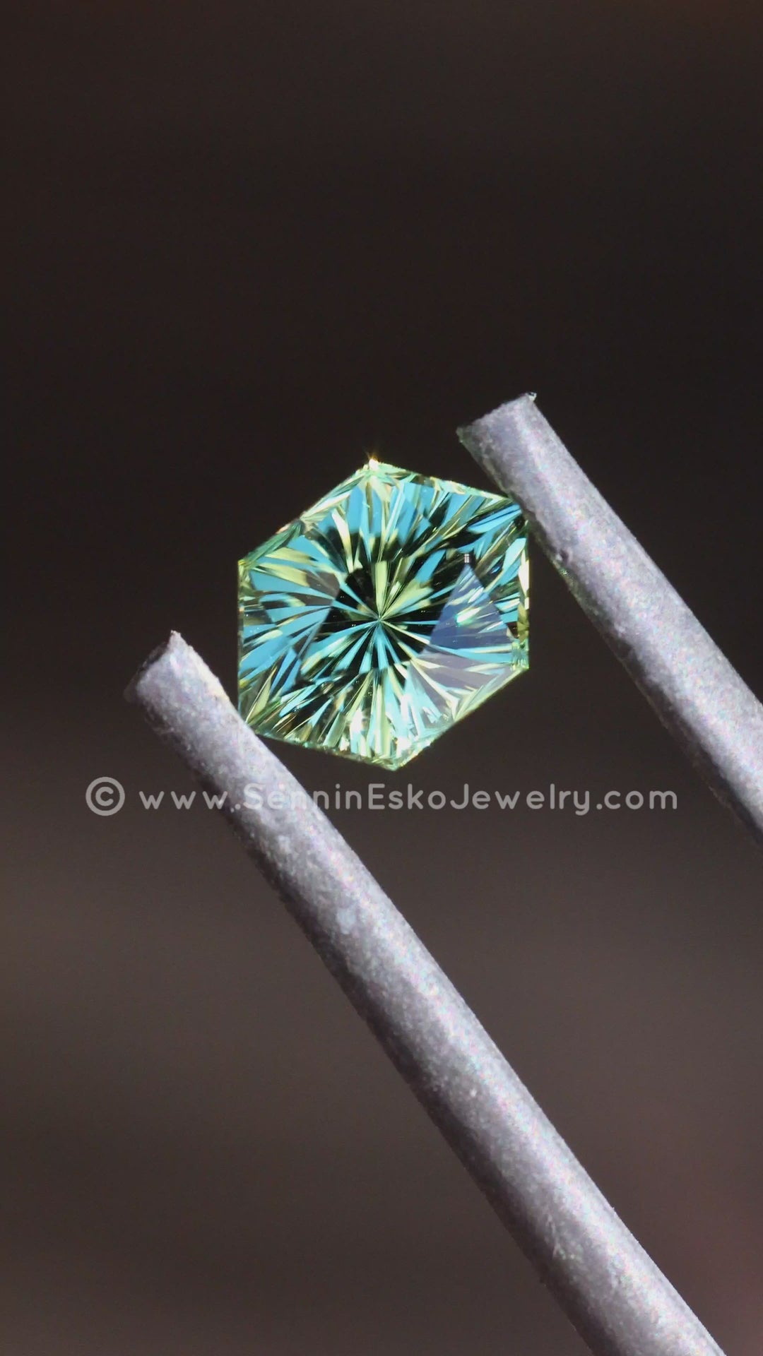 1.4 Carat Mint Tourmaline Hexagon -  8.4x6mm - Galaxy Cut