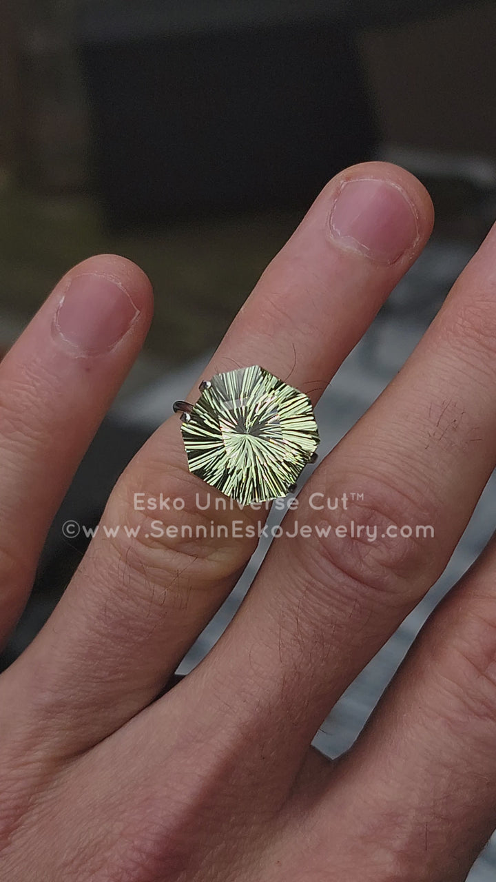 12.5 Carat Lime Heliodor Square Octagon - 15.2x16.2mm - Esko Universe Cut ™