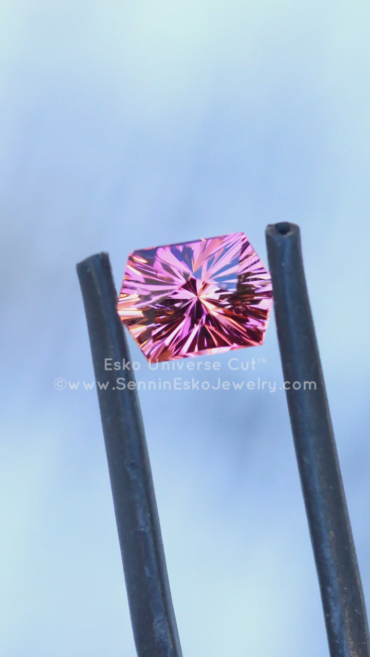 1.54 Carat Light Sunset Tourmaline Hexagon - 8x5.6mm - Esko Universe Cut ™