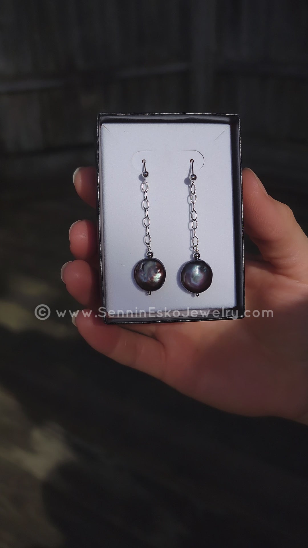 READY TO SHIP Cultured Black Freshwater Pearl Earrings