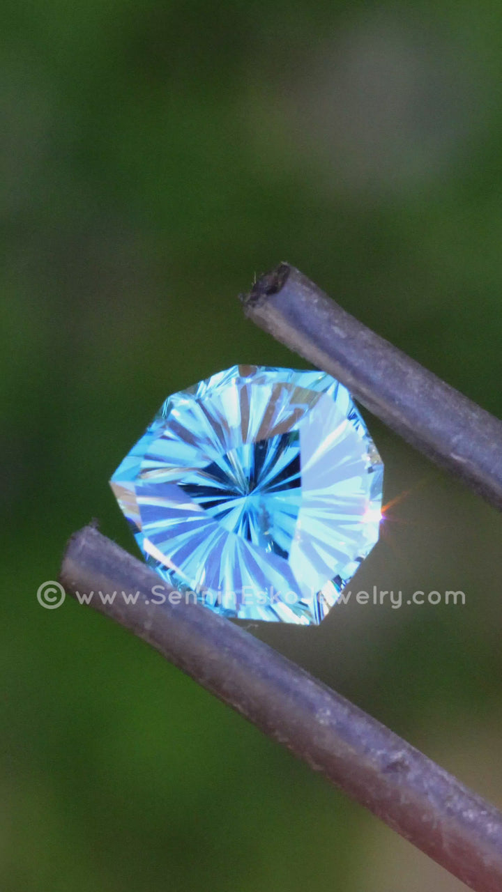 1.9 Carat Blue Zircon Trillion -  7.2x6.7mm - Fantasy Cut