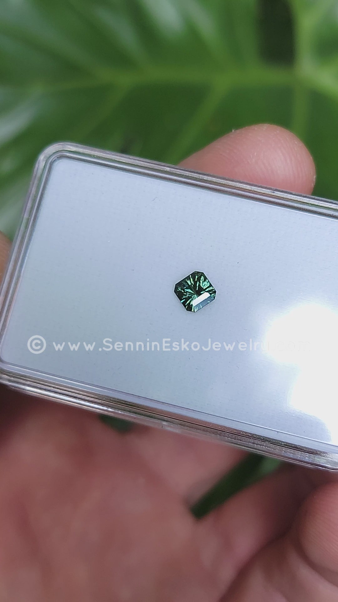 0.8 Carat Blue/Green Sapphire Square Octagon -  5x6mm - Galaxy Cut