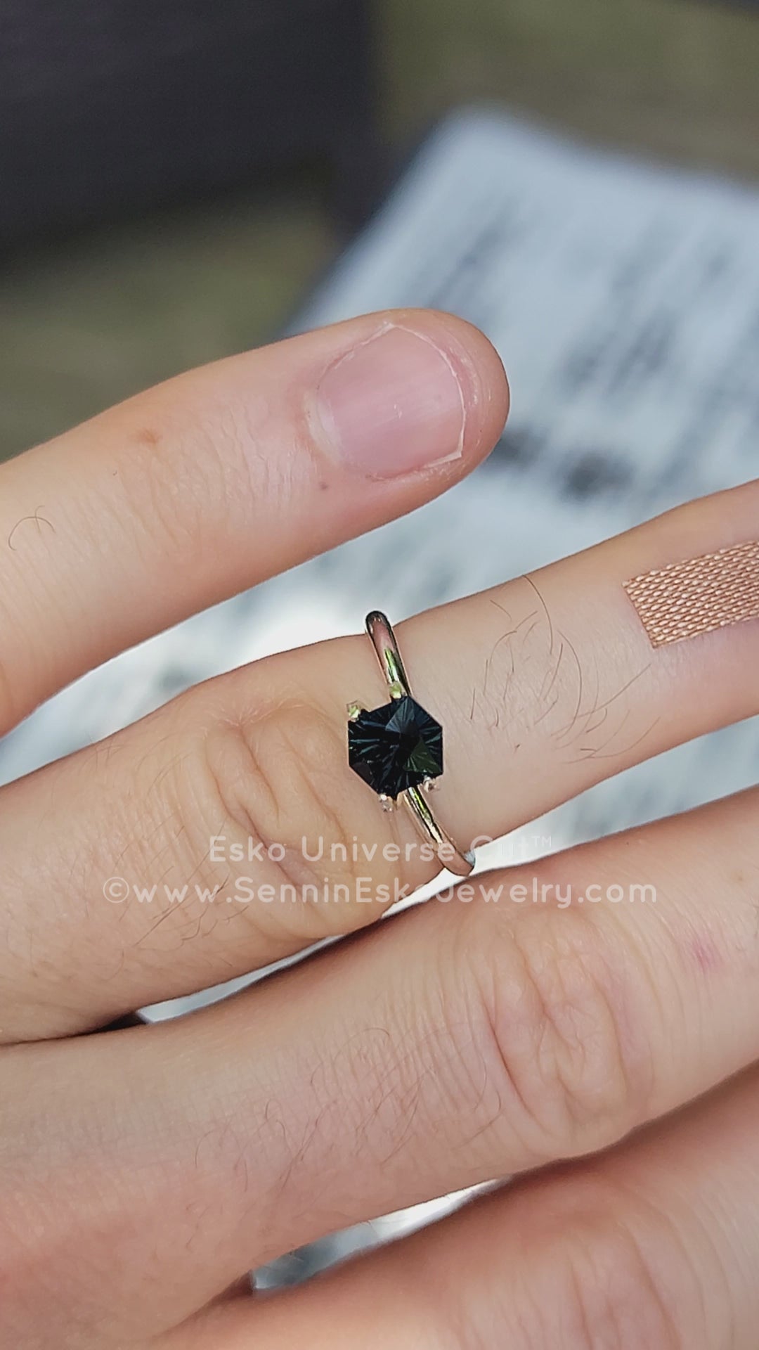 1.6 Carat Very Deep Blue/Green Sapphire Hexagon - 6.7x5.7mm - Esko Universe Cut ™
