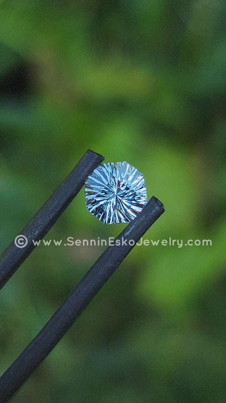 1ct Icy Blue Montana Sapphire Square Octagon - 5.9x6.1mm - Galaxy Cut