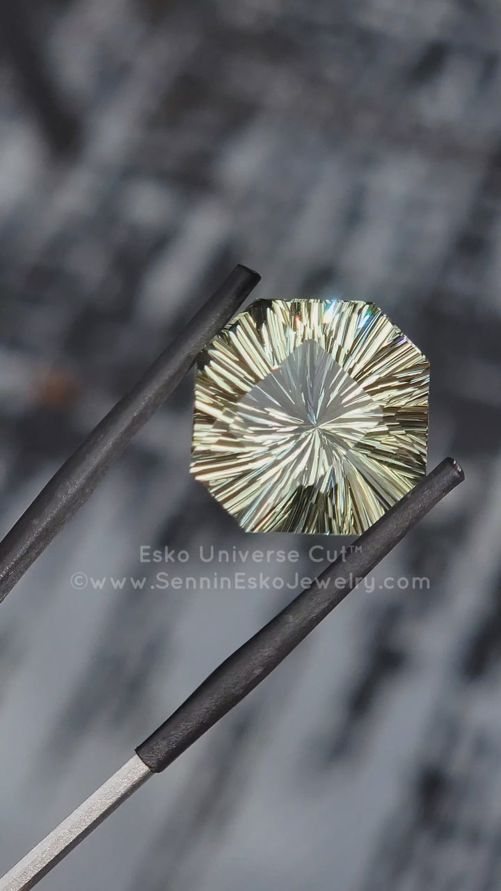 12.5 Carat Lime Heliodor Square Octagon - 15.2x16.2mm - Esko Universe Cut ™
