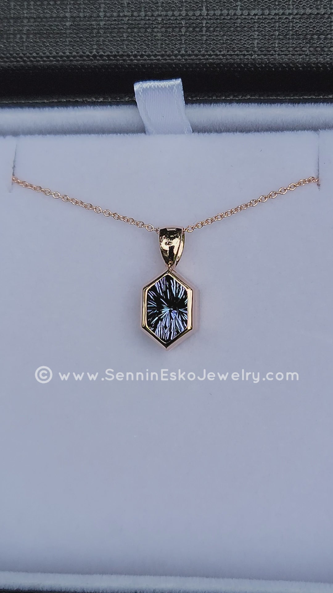 Rose Gold Pendant for Small & Medium Sized Gems - Depicted with a Fantasy cut 2.3 carat Tanzanite (Setting Only, Center Stone Sold Separately)