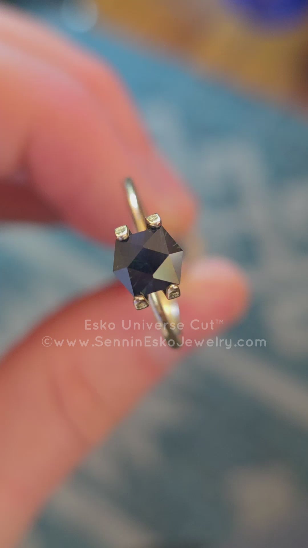 1.6 Carat Very Deep Blue/Green Sapphire Hexagon - 6.7x5.7mm - Esko Universe Cut ™