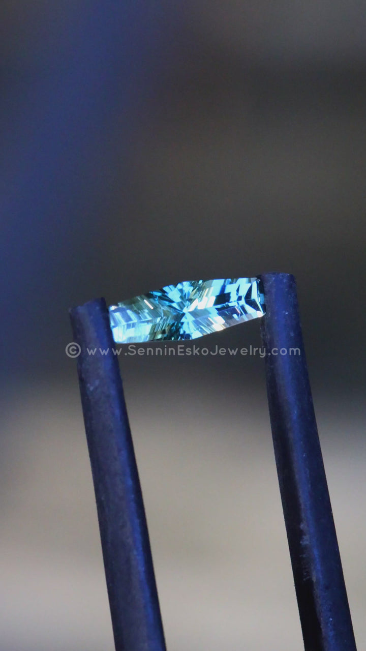 0.33 Carat Green/Blue Hexagonal Baguette - 7.3x2.7mm - Esko Placid Cut ™