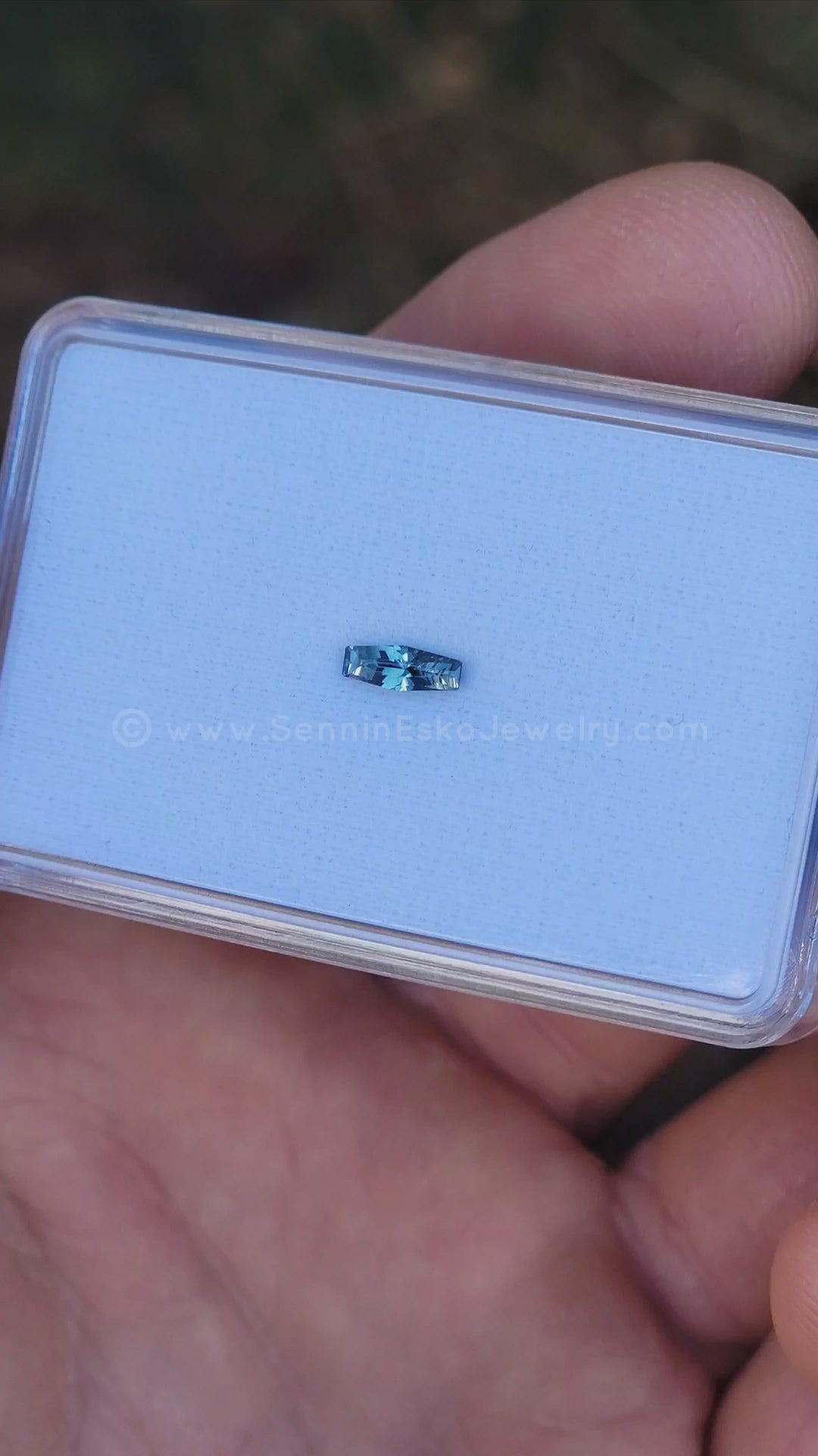 0.33 Carat Green/Blue Hexagonal Baguette - 7.3x2.7mm - Esko Placid Cut ™