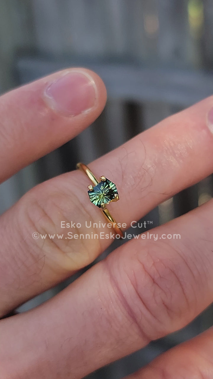 0.81 Carat Yellow/Green Striped Parti Sapphire - 6.1x4.2mm - Esko Universe Cut ™