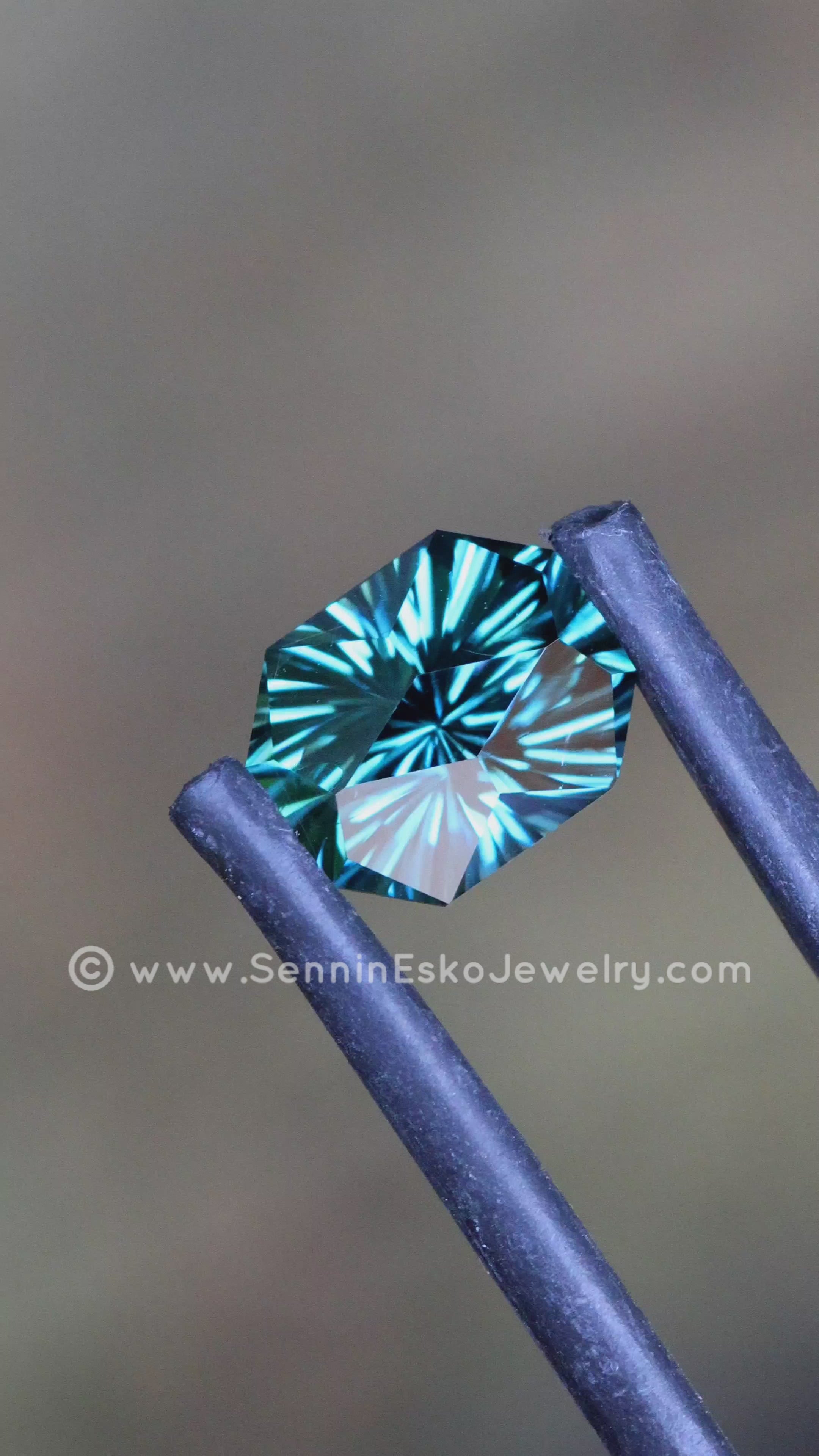 2.2 Carat Green/Blue Sapphire Octagon - 7.6x6.2mm - Galaxy Cut