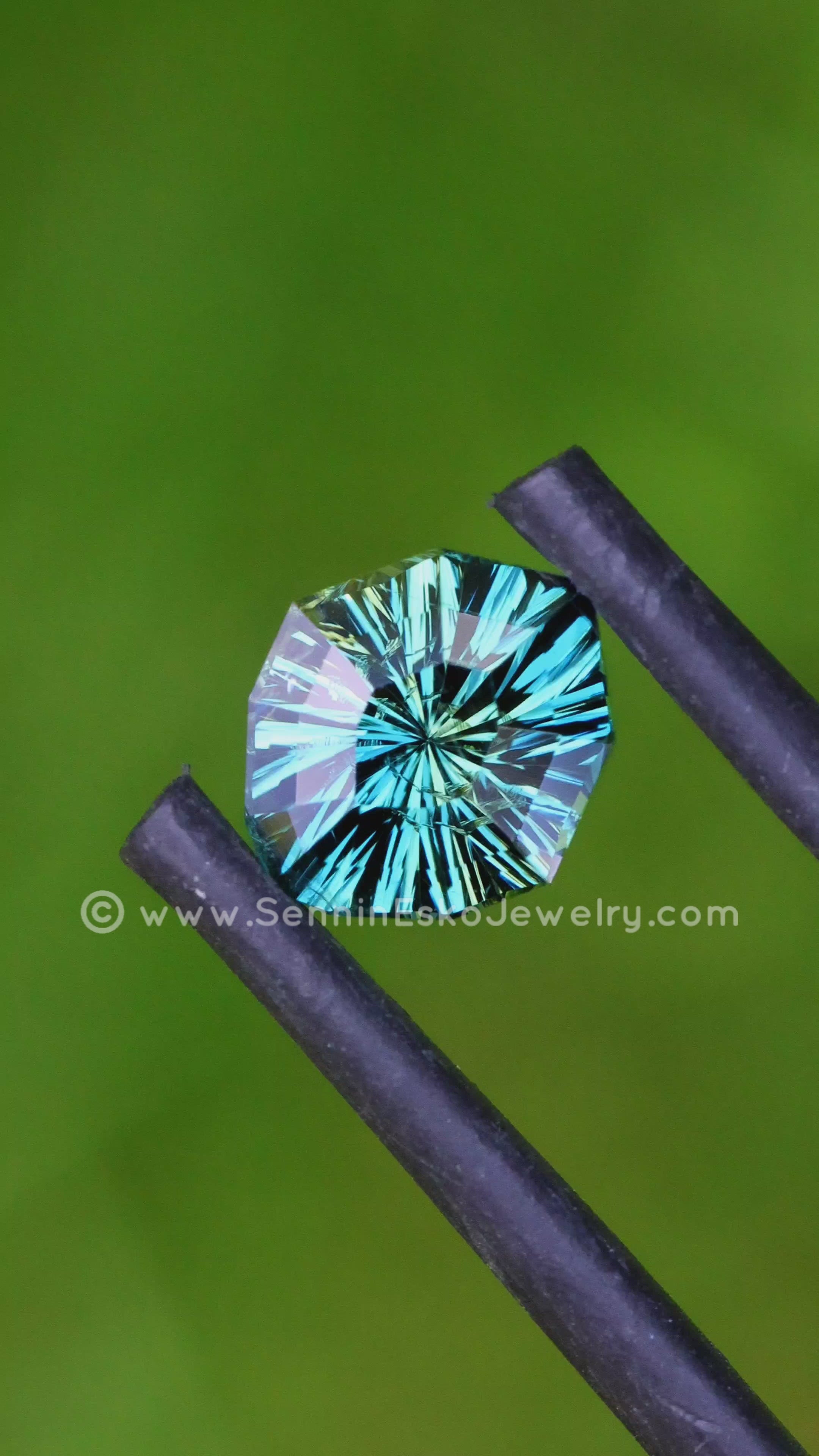 1.5 Carat Blue/Green Sapphire Shield - 7.7x6.7mm - Galaxy Cut