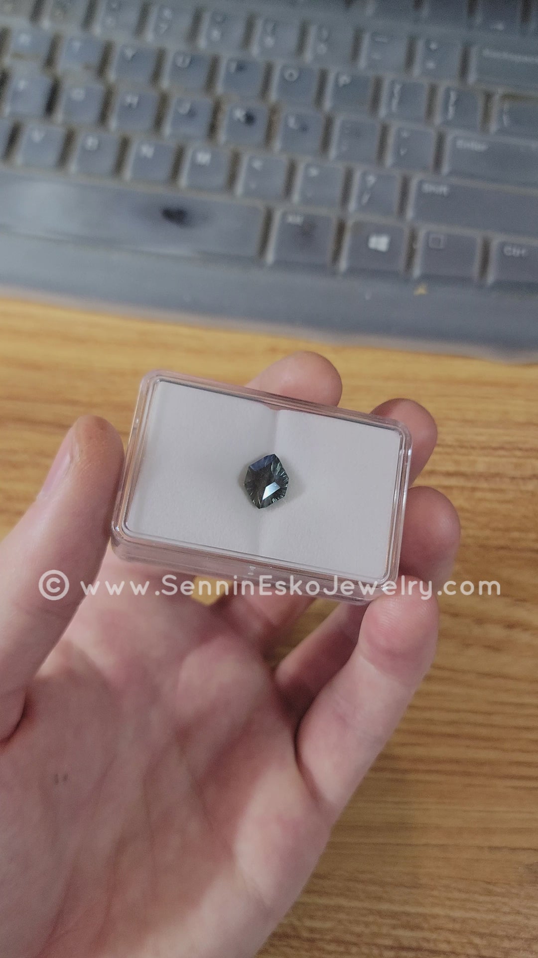 4.6ct Teal Malawi Sapphire Decagon - 12x8.6mm - Galaxy Cut
