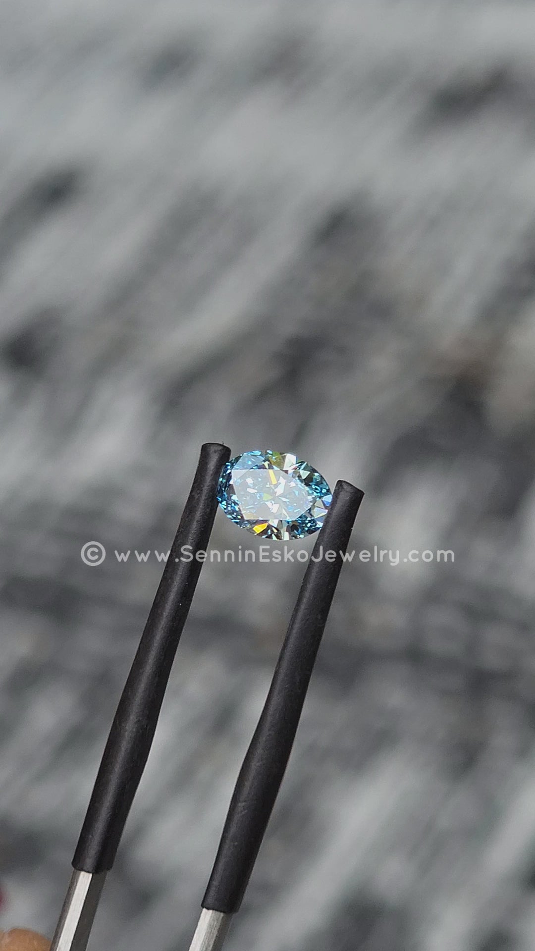 0.81 Carat Vivid Blue Diamond Oval- 7.3x5.3mm - Lab Grown