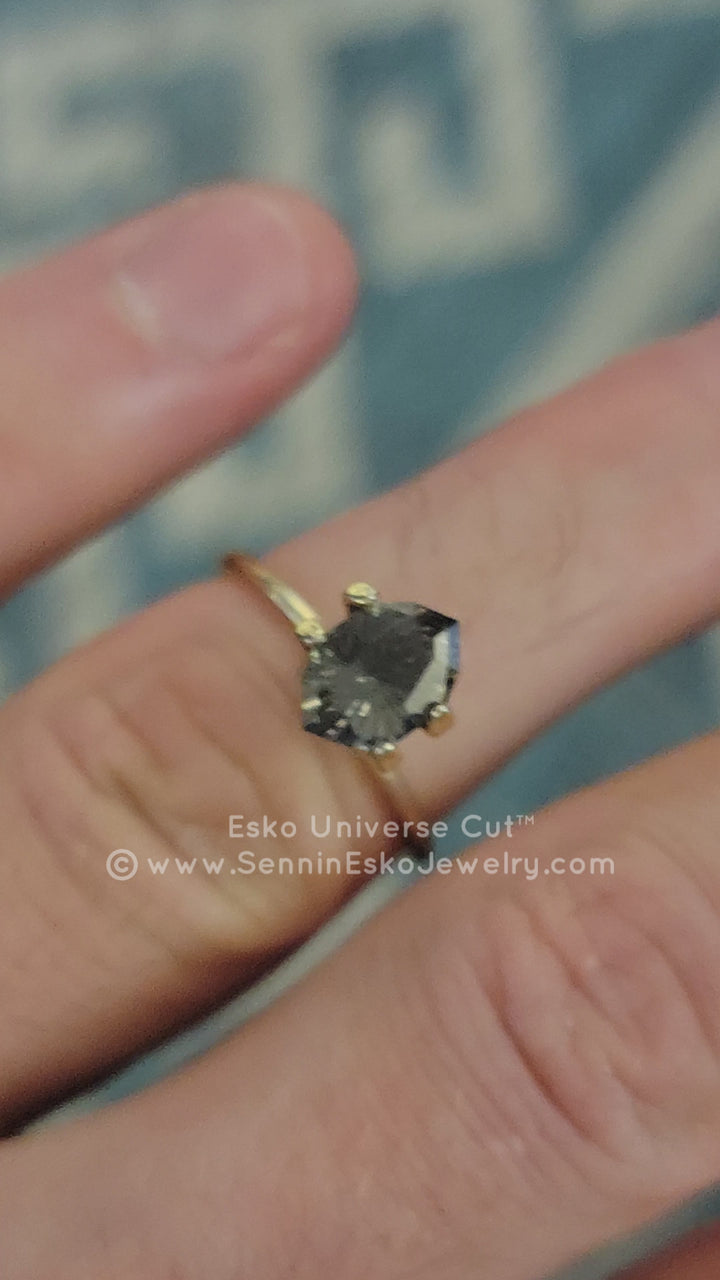 2.22 Carat Steely Green Sapphire Marquise Hexagon - 9.4x6.3mm - Esko Universe Cut ™