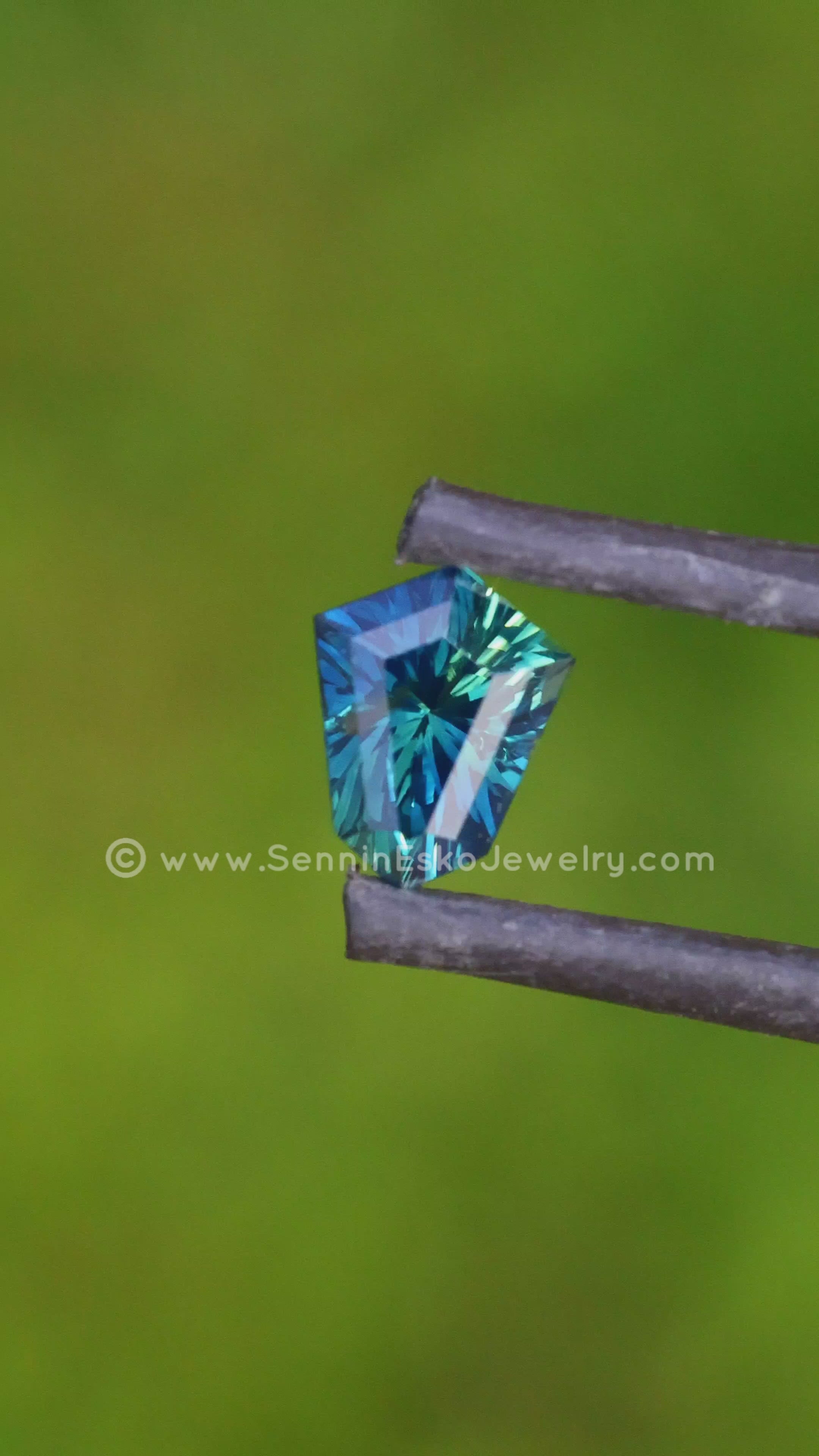 1 Carat Deep Blue/Green Sapphire Kite - 7.2 x 5.6mm - Esko