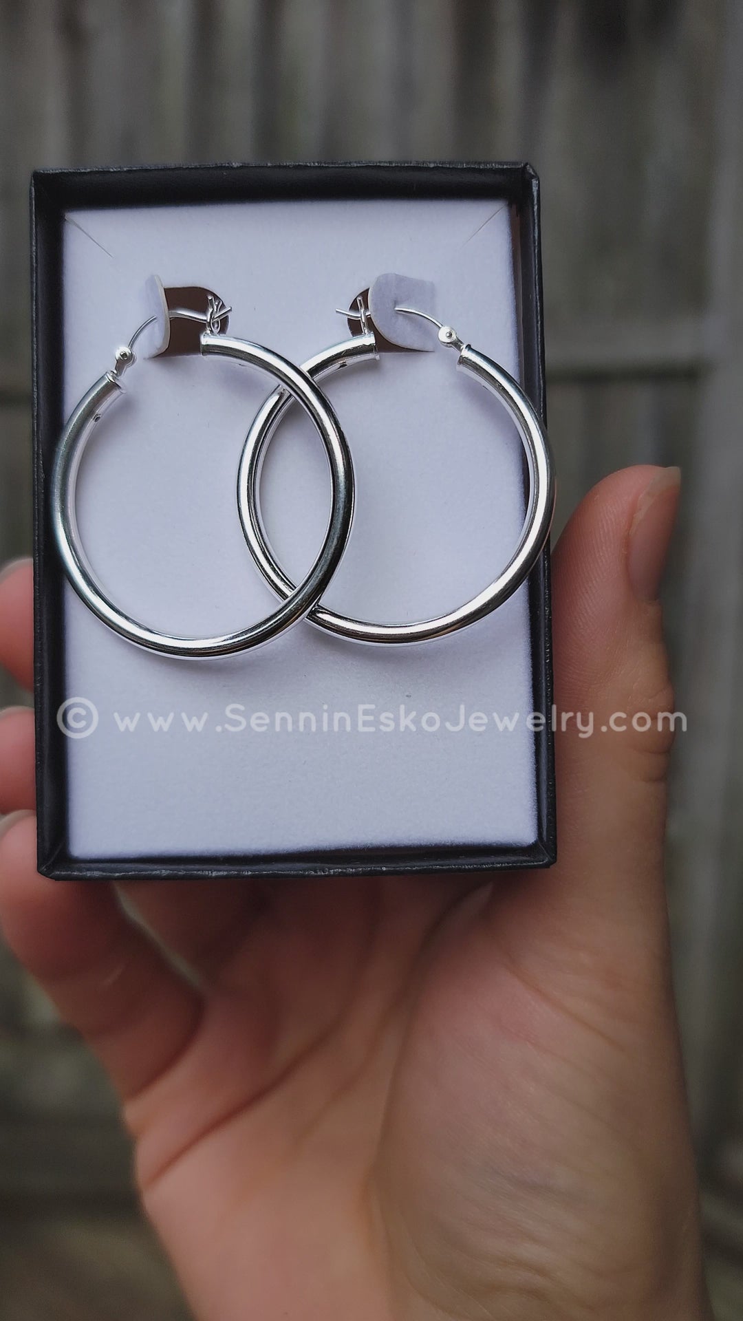 READY TO SHIP 1.4 inch Silver Tube Hoop Earrings