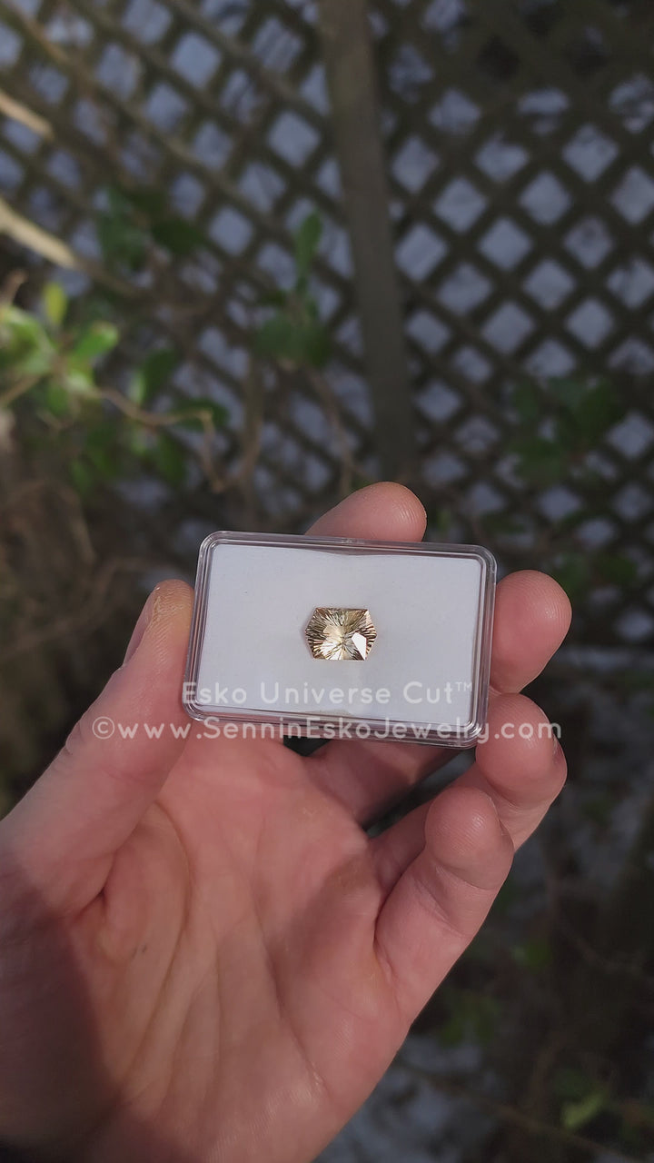 7 Carat Champagne Peach Tourmaline Hexagon - 13.9x9.9mm - Esko Universe Cut ™