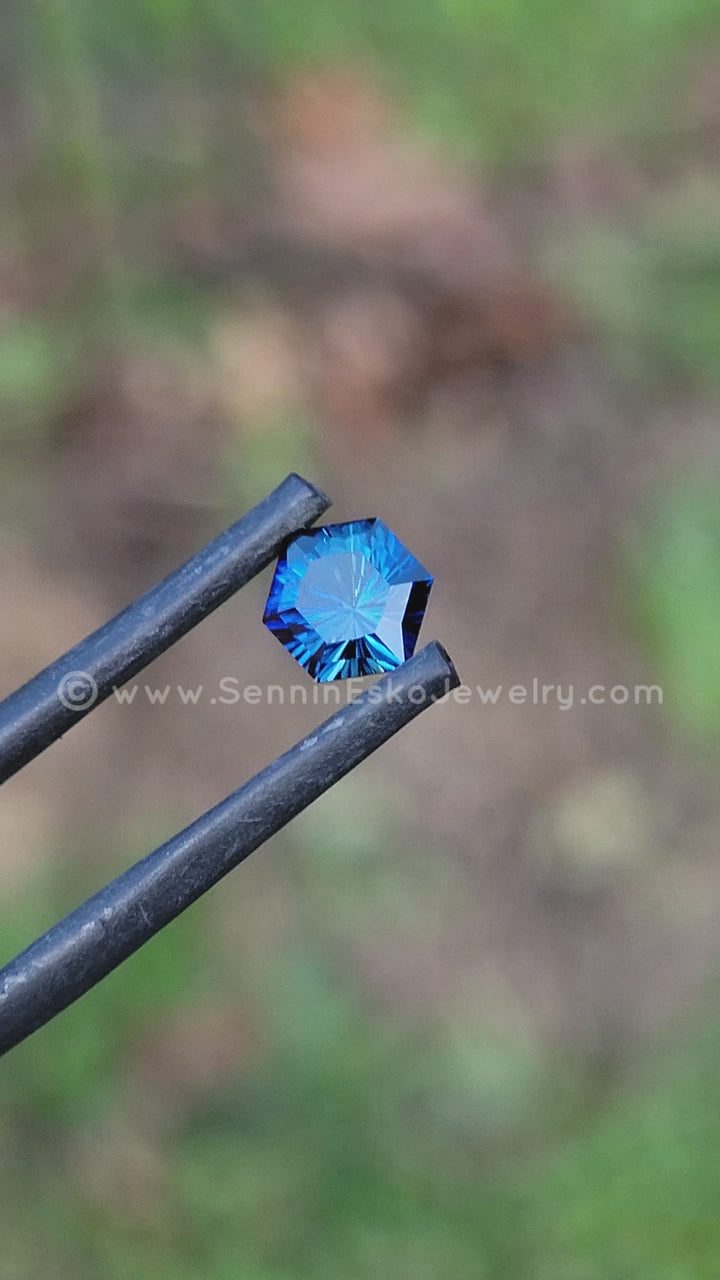 1 Carat Deep Blue Sapphire Hexagon - 6.8x5.6mm - Esko Universe Cut ™