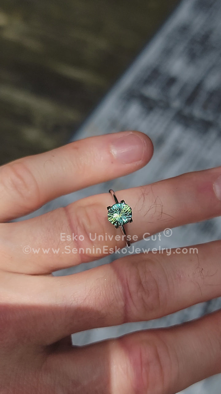 2.2 Carat Yellow/Green Striped Parti Sapphire Moval - 7.9x6.8mm - Esko Universe Cut ®