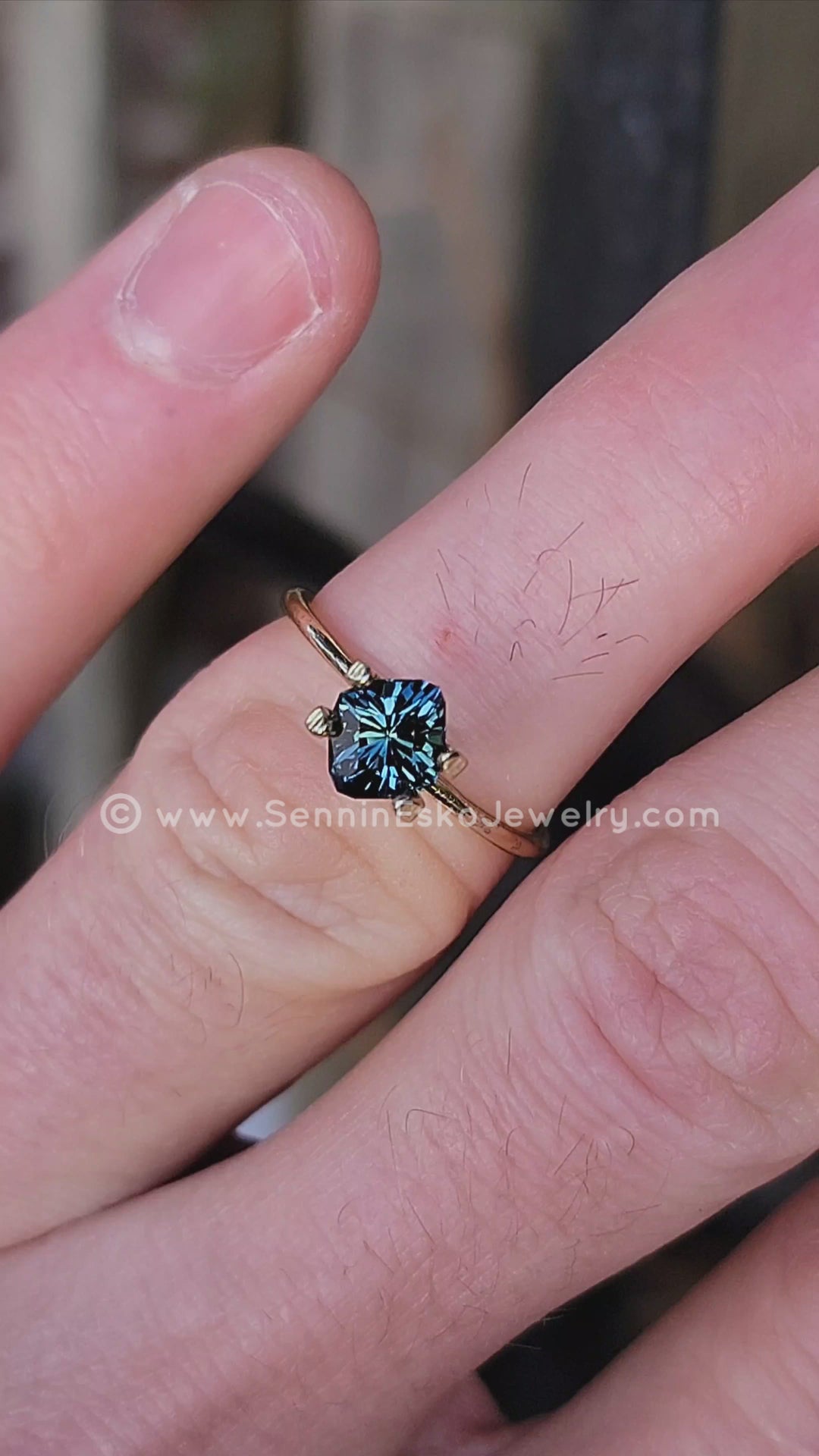 1.2 Carat Blue/Green Parti Sapphire Do-Decagon  -  7.2x6.5mm - Esko Universe Cut ™