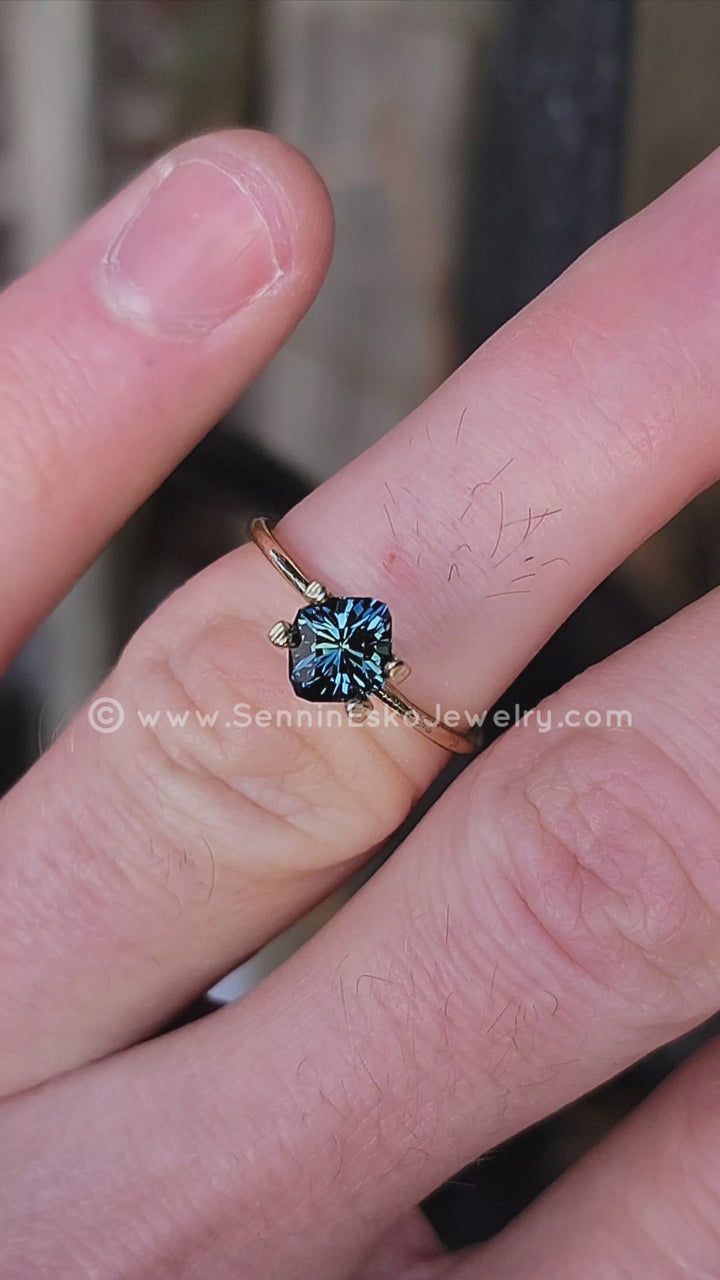 1.2 Carat Blue/Green Parti Sapphire Do-Decagon  -  7.2x6.5mm - Esko Universe Cut ™