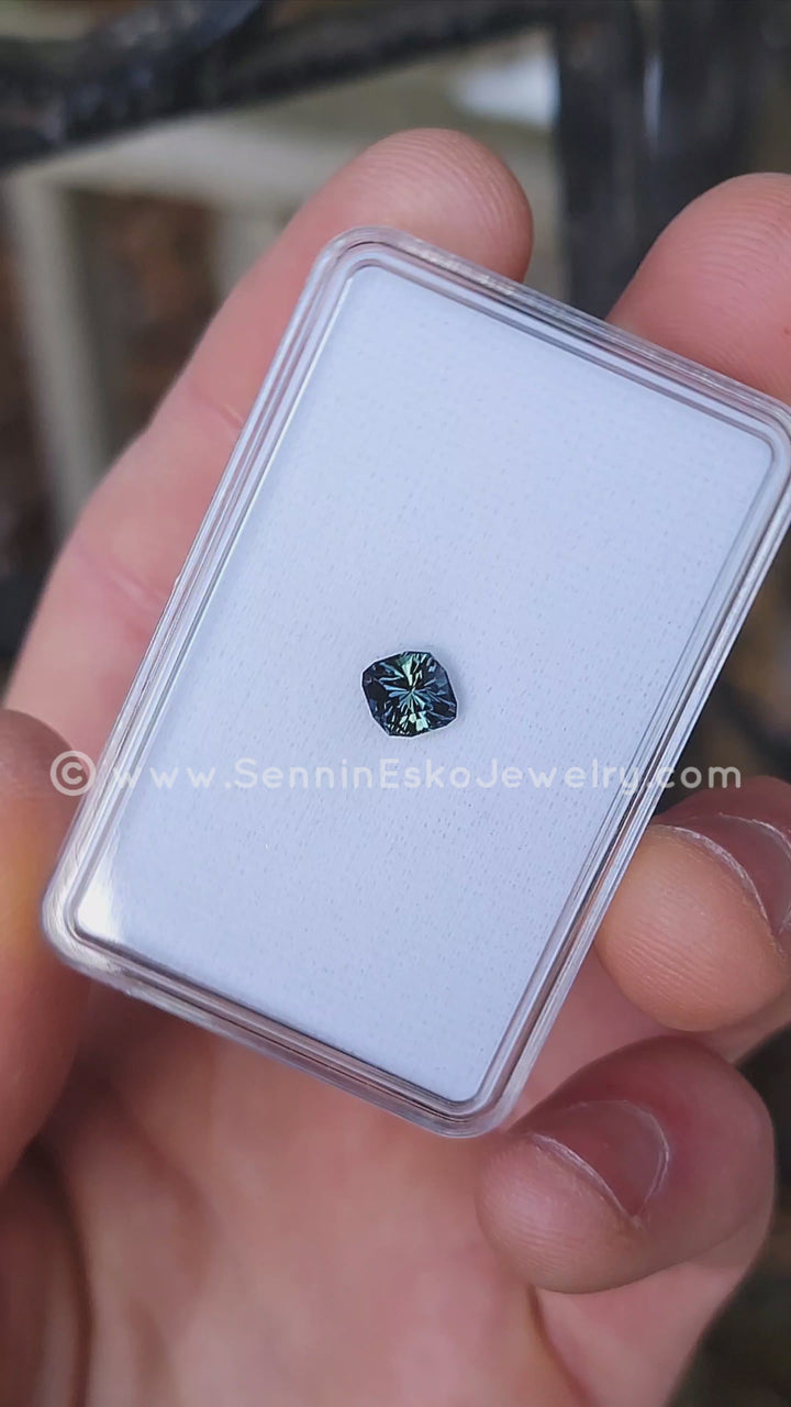 1.2 Carat Blue/Green Parti Sapphire Do-Decagon  -  7.2x6.5mm - Esko Universe Cut ™