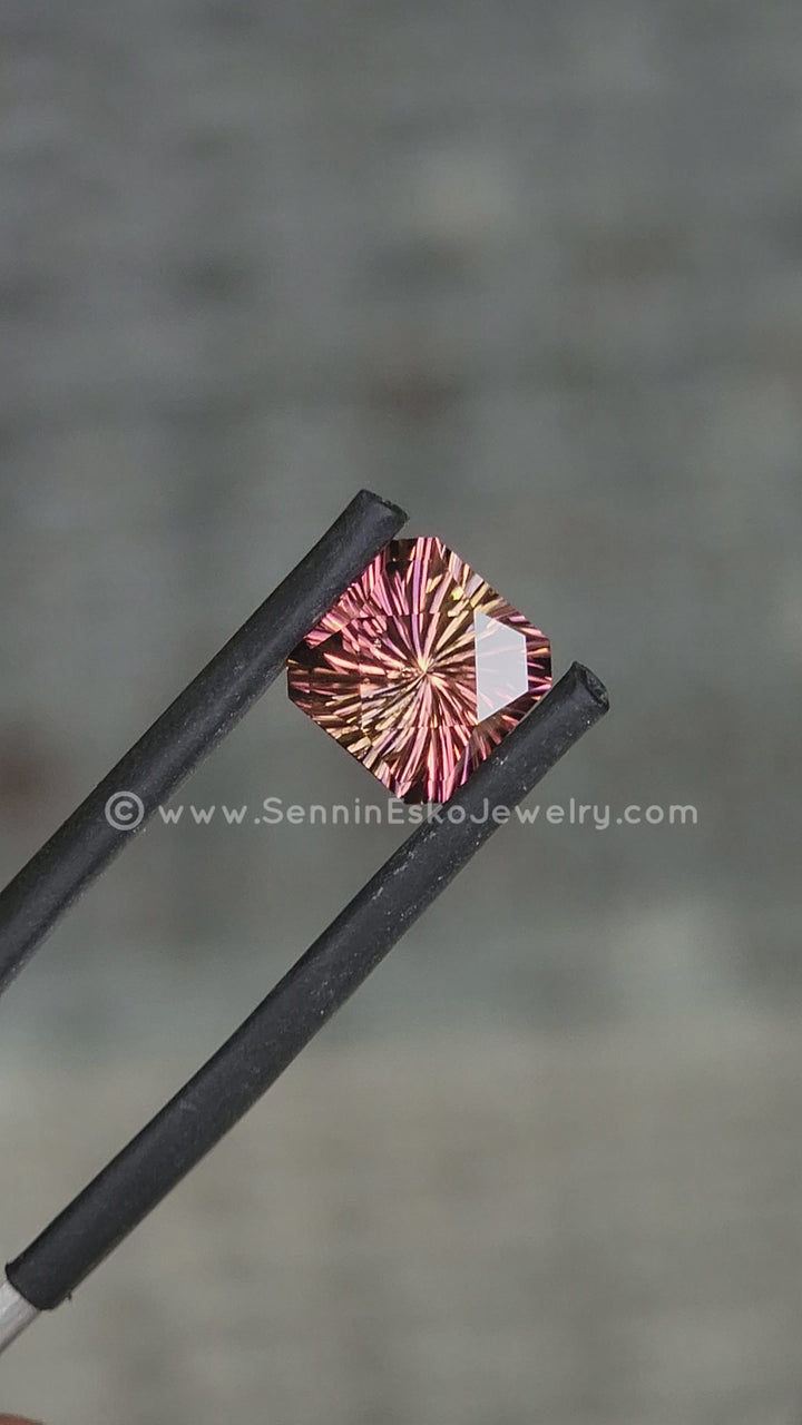 1.8 Carat Bi Color Sunset Tourmaline - 7.2x8.8mm - Esko Universe Cut ™