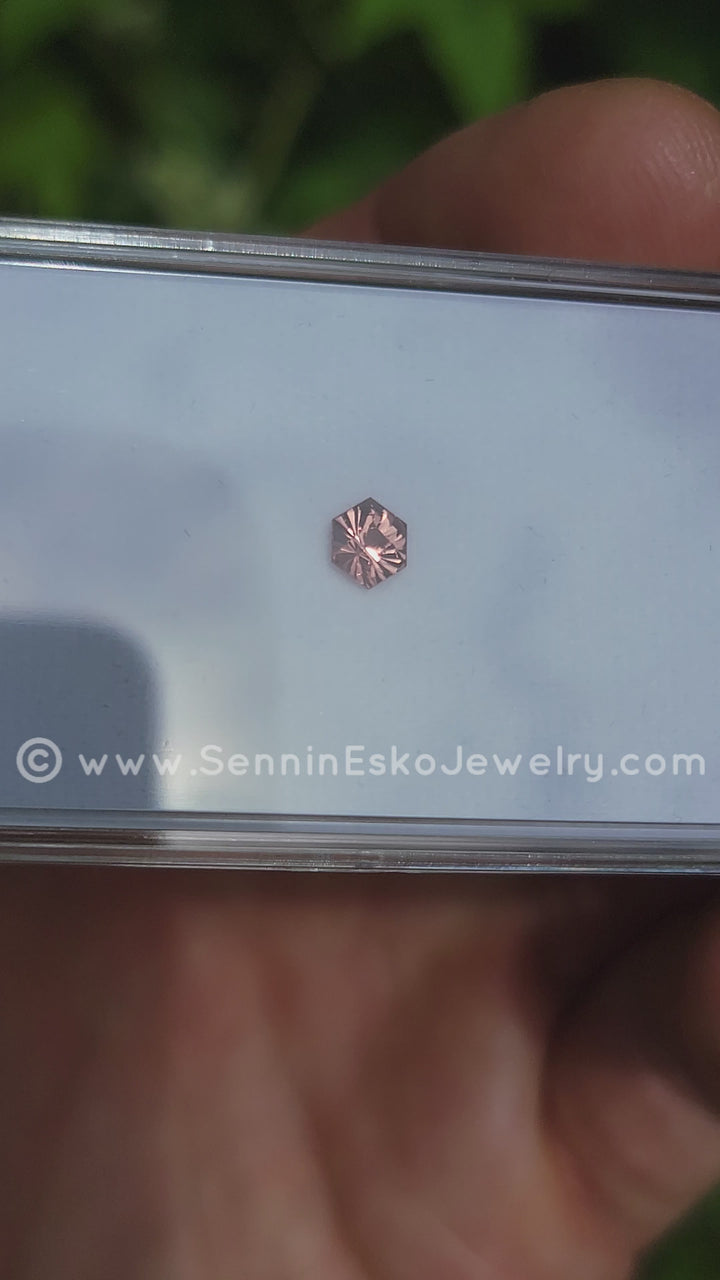 0.5 Carat Malaya Garnet Hexagon -  5.6x4.4mm - Fantasy Cut