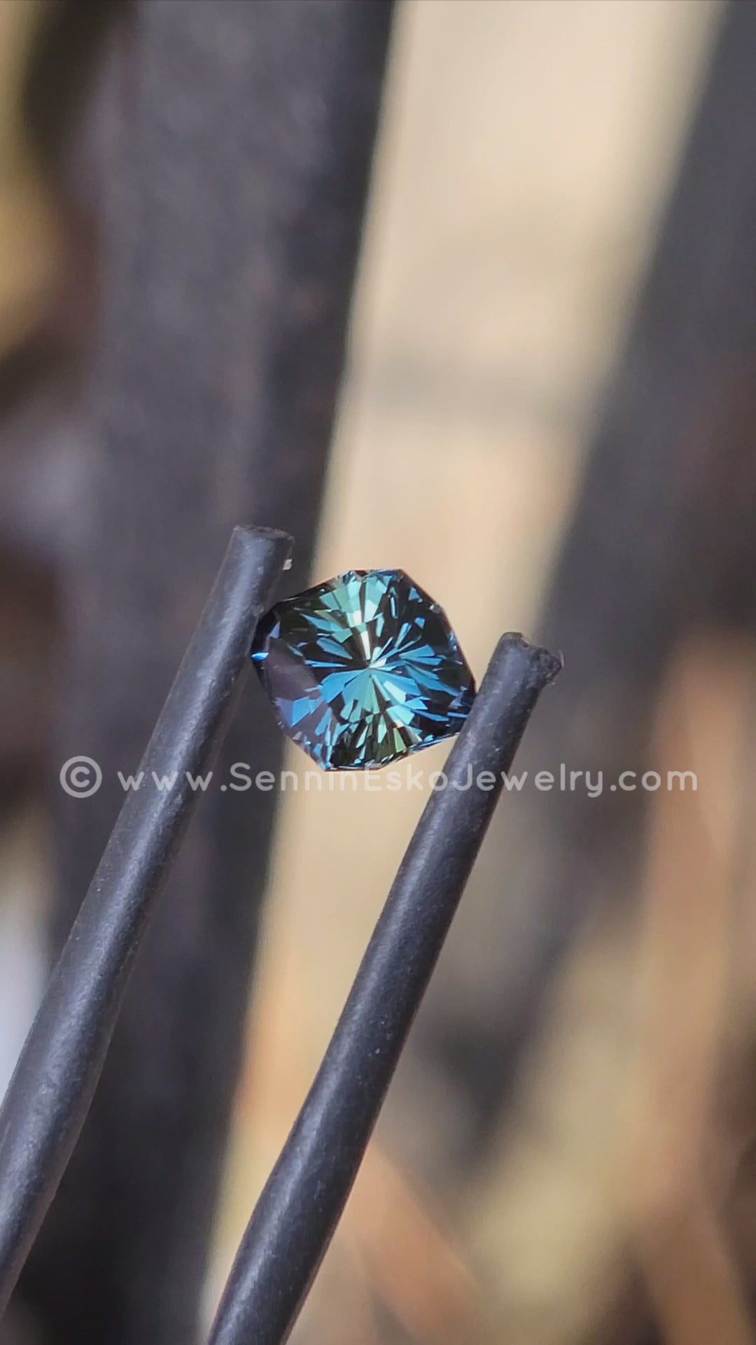 1.2 Carat Blue/Green Parti Sapphire Do-Decagon  -  7.2x6.5mm - Esko Universe Cut ™