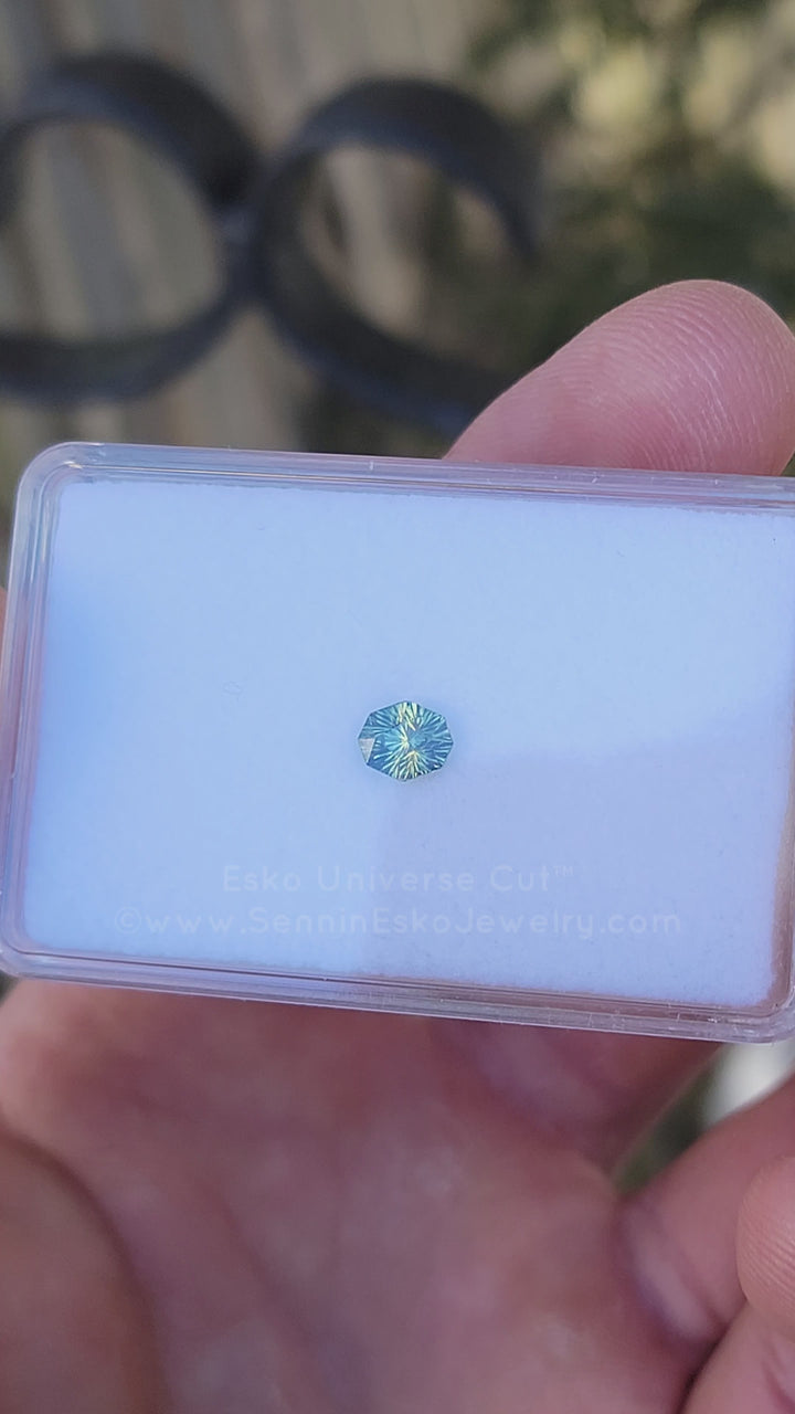 1.2 Carat Yellow/Green Striped Parti Sapphire - 6.5x5.4mm - Esko Universe Cut ™