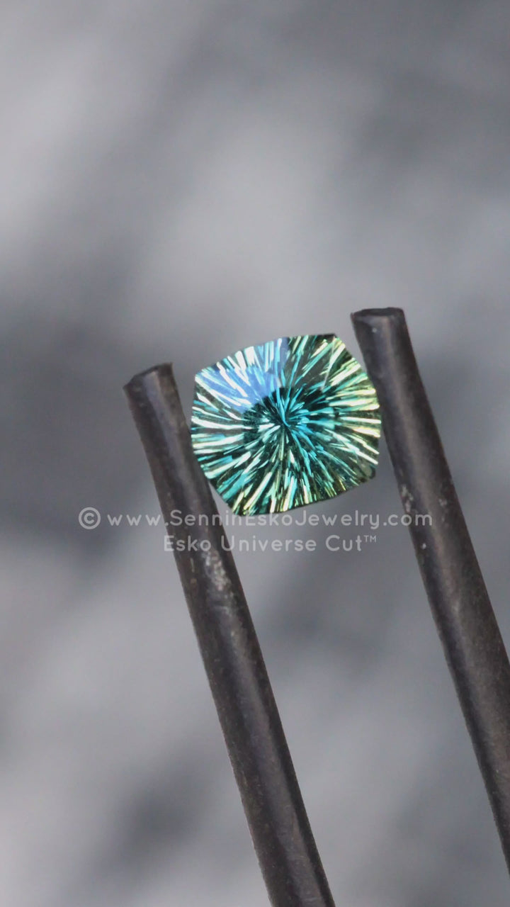 1.3 Carat Steely Green Sapphire Cushion - 6.8x5.9mm - Esko Universe Cut ™