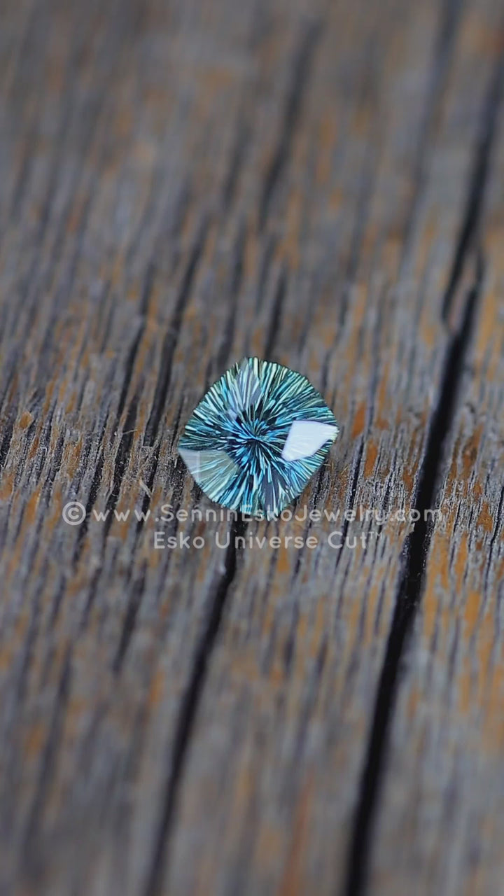 1.3 Carat Steely Green Sapphire Cushion - 6.8x5.9mm - Esko Universe Cut ™