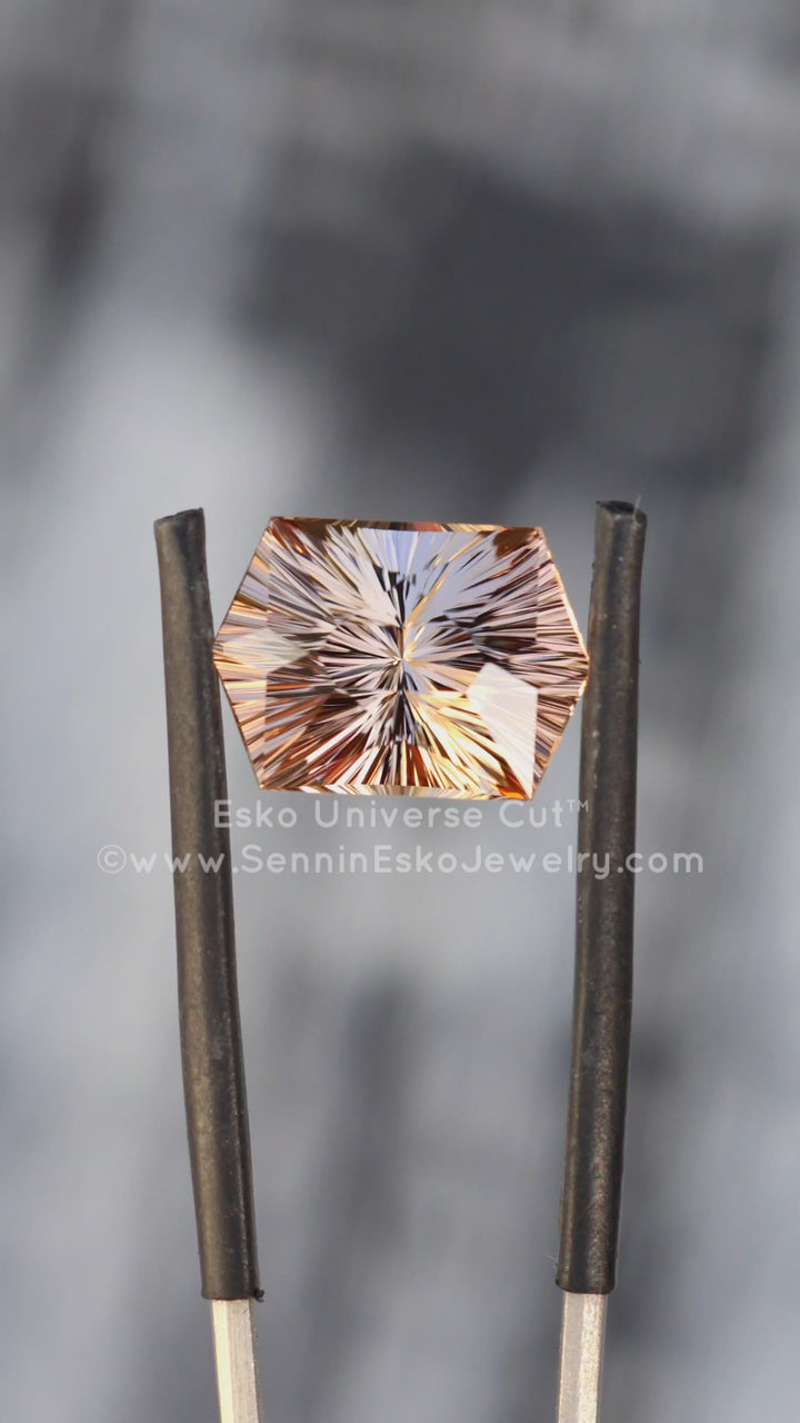 7 Carat Champagne Peach Tourmaline Hexagon - 13.9x9.9mm - Esko Universe Cut ™