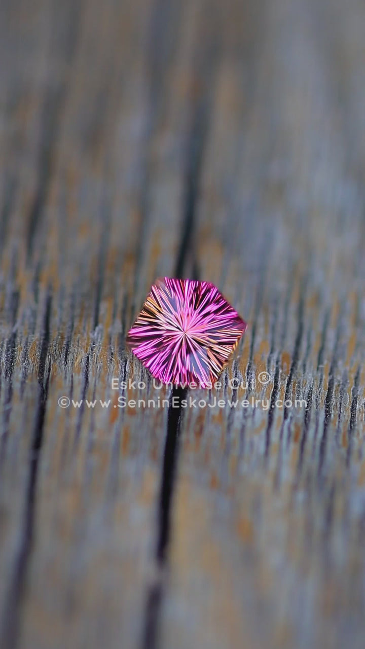1 carat Light Sunset Tourmaline Hexagon - 6.9x6.1mm - Esko Universe Cut ®