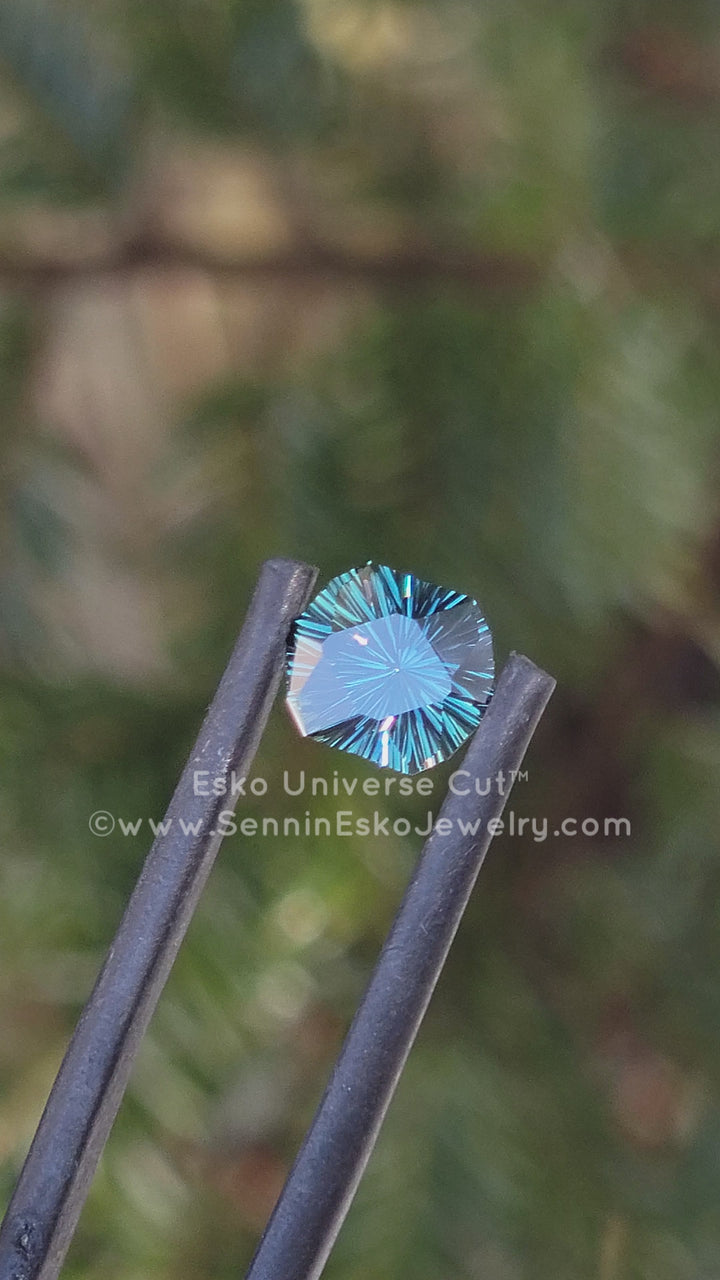 1.7 Carat Blue/Green Sapphire Hexagonal Cushion- 7.7x6.4mm - Esko Universe Cut ™