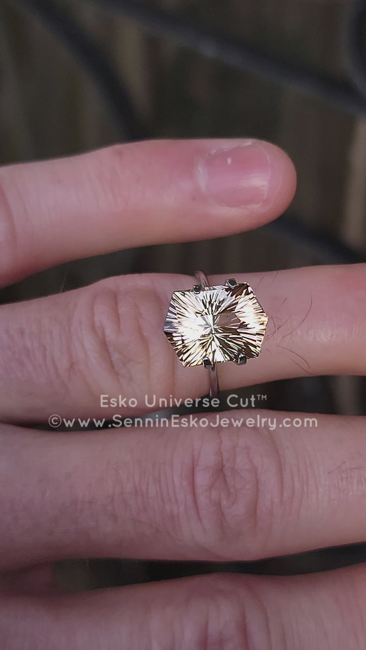 7 Carat Champagne Peach Tourmaline Hexagon - 13.9x9.9mm - Esko Universe Cut ™