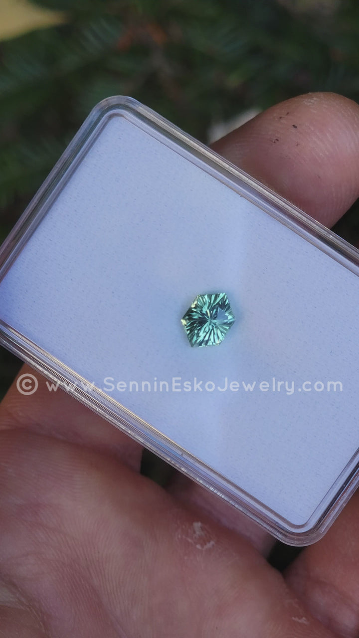 1.4 Carat Mint Tourmaline Hexagon -  8.4x6mm - Galaxy Cut