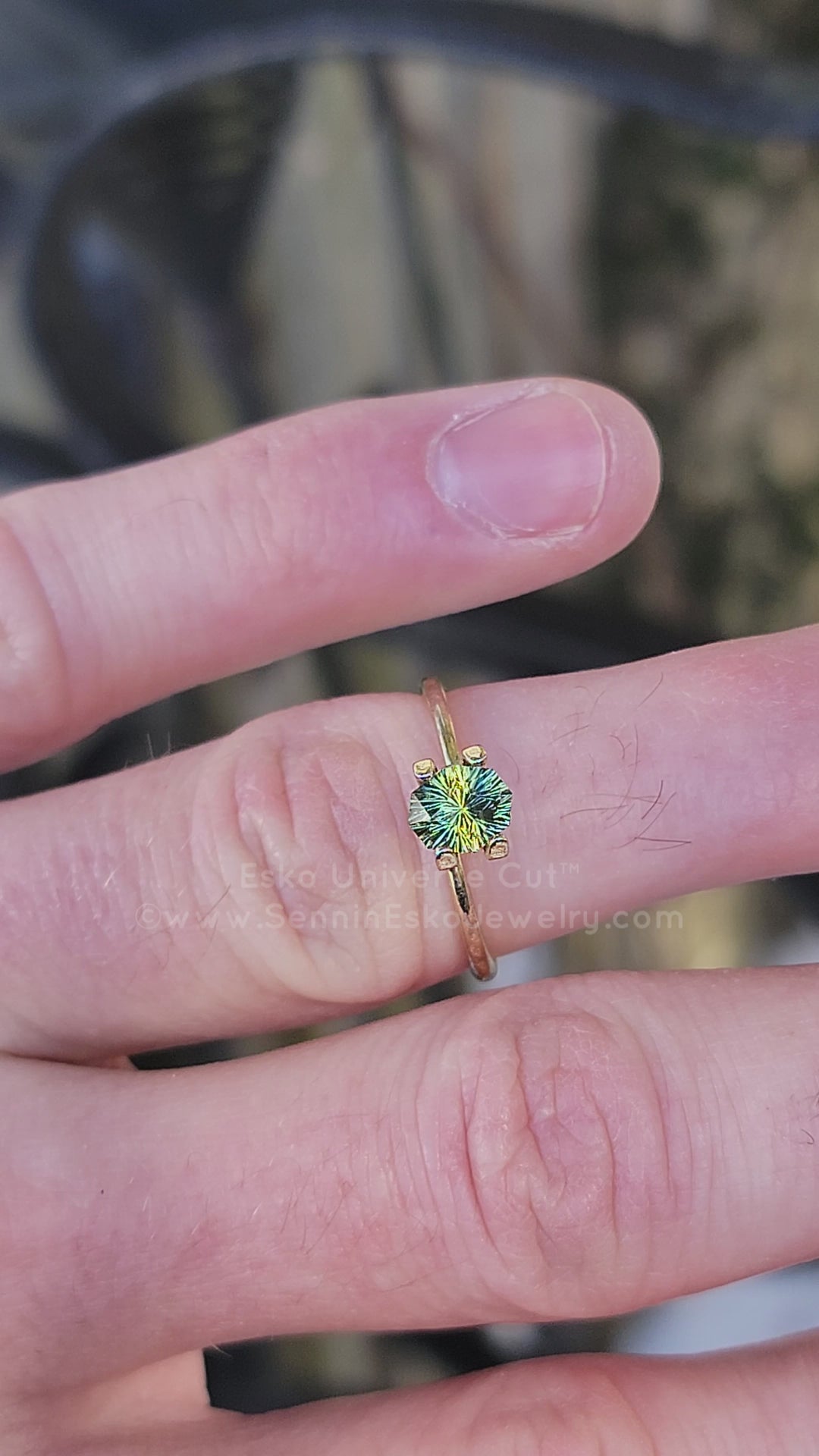 1.2 Carat Yellow/Green Striped Parti Sapphire - 6.5x5.4mm - Esko Universe Cut ™