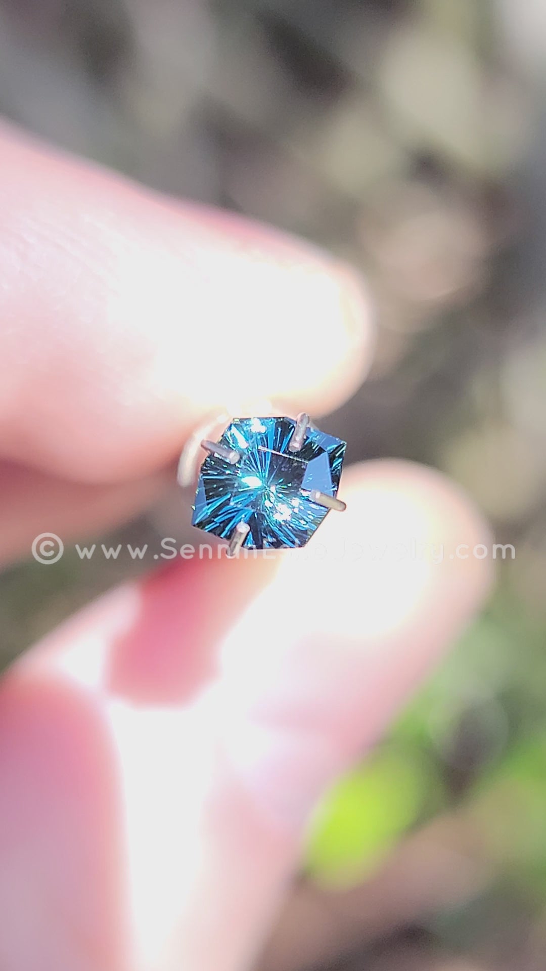 0.94 Carat Deep Blue/Green Sapphire Octagonal Shield - 7x5.9mm - Galaxy Cut