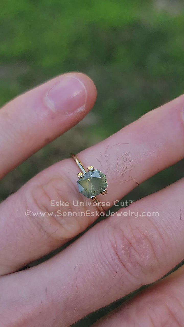 1.6 Carat Sleepy Olive Green Sapphire Octagonal Cushion - 7.7x6.2mm - Esko Universe Cut ™