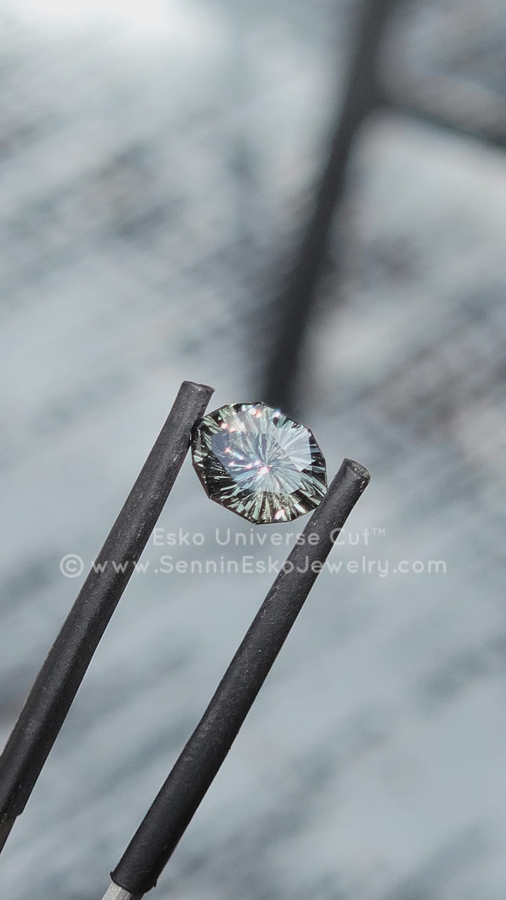 2.22 Carat Steely Green Sapphire Marquise Hexagon - 9.4x6.3mm - Esko Universe Cut ™