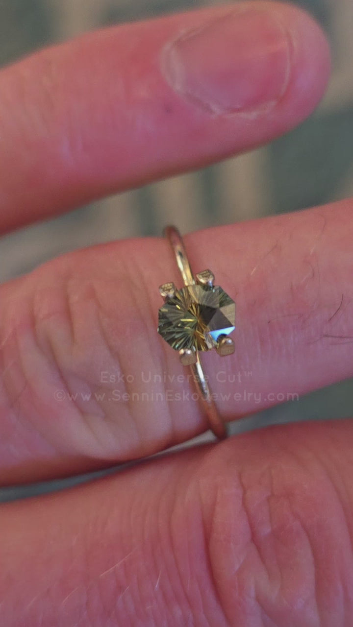 1.2 Carat Yellow/Green Striped Parti Sapphire - 6.5x5.4mm - Esko Universe Cut ™