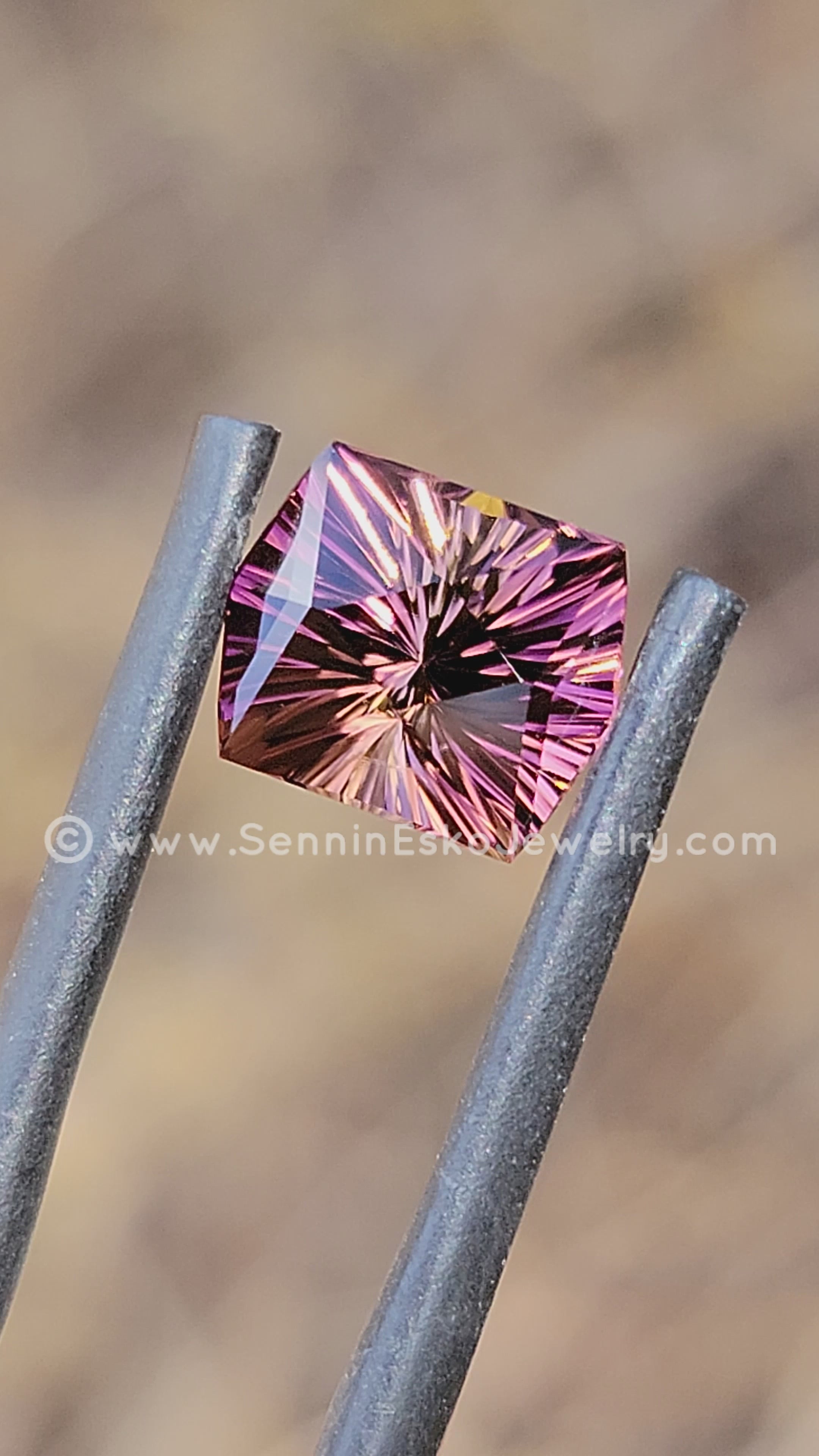 3.1 carat Tropical Sunset Tourmaline Hexagon - 9x7.4mm - Galaxy