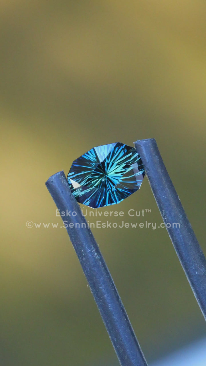 1.1 Carat Deep Blue Green Sapphire Oval - 6.8x5.2mm - Esko Universe Cut ™