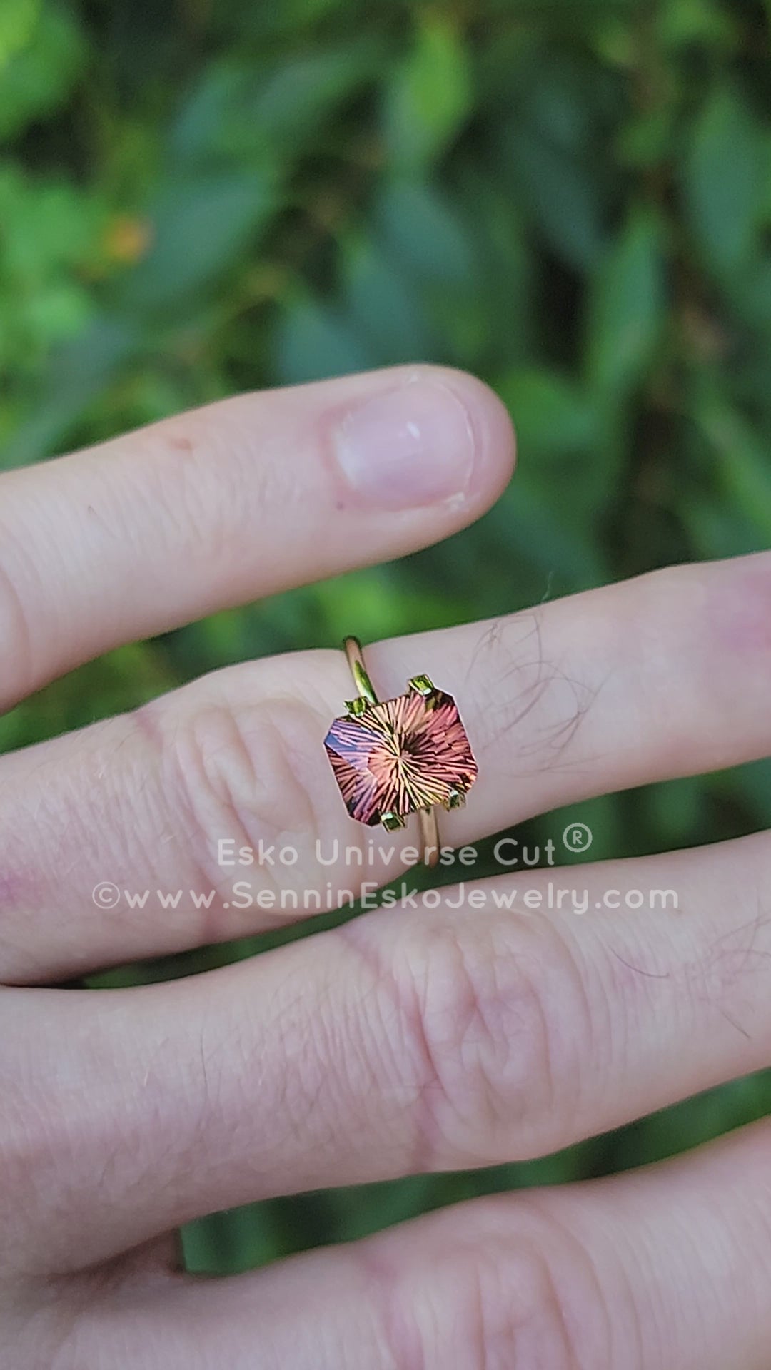 3.7 carat Sunset Tourmaline Rectangular Octagon - 9.6x8mm - Esko Universe Cut ®